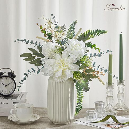 Serwalin 𝟯𝟯 Pcs Fake Flowers Bouquets, 𝟭𝟵'' Silk Floral Artifical Flowers Arrangements for DIY Wedding Party Decorations and Table Centerpieces Home Decor, Bathroom, Office Decor(No Include Vase) in Saudi Arabia