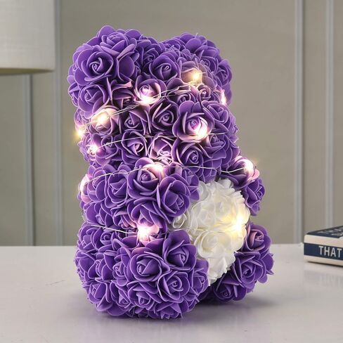 Rose Flower Bear-Hand Made rose Teddy Bear,Best Artificial Decoration gifts for mom, gifts for girls,unique gifts,birthday gifts,The Perfect Party Clear Gift Box (Light pink) in Saudi Arabia