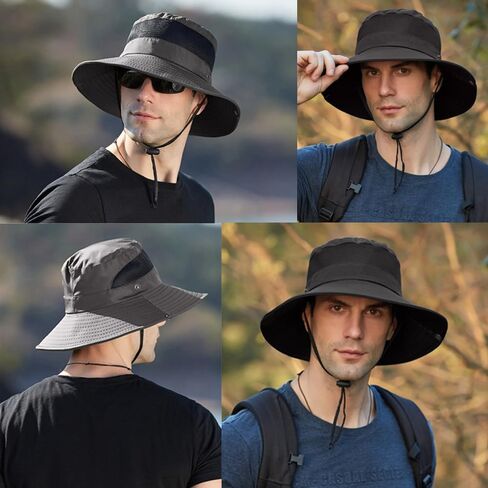 قبعة صيد السمك Rosoz بعامل حماية من الأشعة فوق البنفسجية 50+ قبعة شمسية للرجال والنساء، قبعات دلو واسعة الحافة مع حماية من الأشعة فوق البنفسجية لرحلات السفاري والمشي لمسافات طويلة على الشاطئ in Kuwait