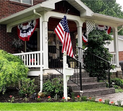 Homissor American Flag Bunting Outdoor 5x10 Ft US Pleated Fan Flag Embroidered Stars in USA Pleated Bunting Made Oxford Nylon in Saudi Arabia