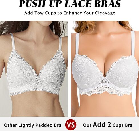 Crushnow Women's Push Up Lace Bra Padded Add 2 Cups Support Underwire Lift Up Deep V Bra for Women in Saudi Arabia
