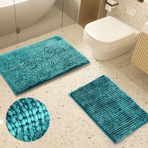Urvoix Bathroom Rugs Set - 2 Piece Butter Chenille Bath Rugs with Non Slip Backing, Super Absorbent Thick Soft Plush Bath Mats for Bathroom, Tub, Shower (Sage, 20"x32" / 17"x24") in Saudi Arabia