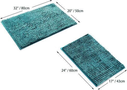 Urvoix Bathroom Rugs Set - 2 Piece Butter Chenille Bath Rugs with Non Slip Backing, Super Absorbent Thick Soft Plush Bath Mats for Bathroom, Tub, Shower (Sage, 20"x32" / 17"x24") in Saudi Arabia