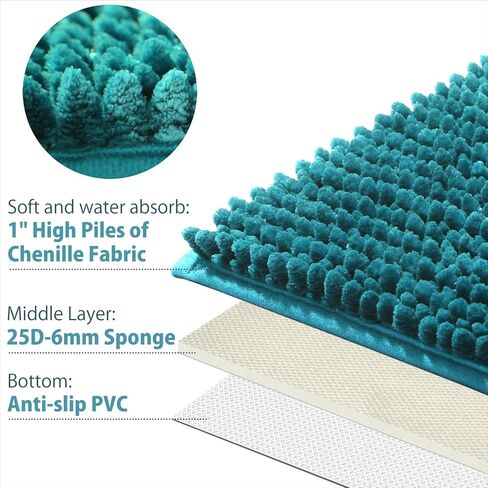 Urvoix Bathroom Rugs Set - 2 Piece Butter Chenille Bath Rugs with Non Slip Backing, Super Absorbent Thick Soft Plush Bath Mats for Bathroom, Tub, Shower (Sage, 20"x32" / 17"x24") in Saudi Arabia