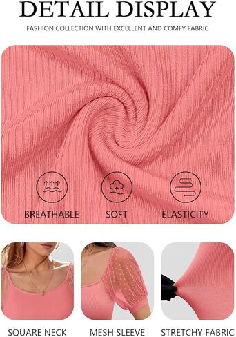 DOROSE Womens Summer Tops Sexy Casual Mesh Short Sleeve Shirts Blouses in Kuwait