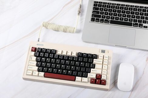 EPOMAKER MIX USB Type C Coiled Cable 1.8m, Type-C to USB A, TPU Mechanical Keyboard Cable with Detachable Aviator Connector for Gaming Keyboard (Beige) in Saudi Arabia