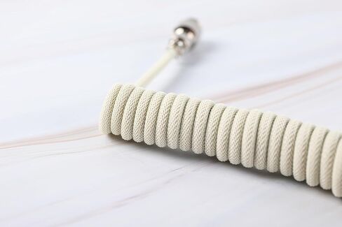 EPOMAKER MIX USB Type C Coiled Cable 1.8m, Type-C to USB A, TPU Mechanical Keyboard Cable with Detachable Aviator Connector for Gaming Keyboard (Beige) in Saudi Arabia