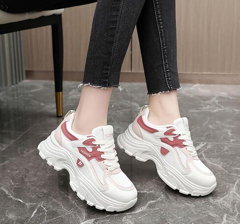YYSPR Women's Fashion Platform Lace Up Sneakers Lightweight Walking Running Shoes in Saudi Arabia