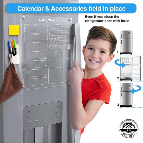 Acrylic Clear Magnetic Weekly Planner 16" x 12" kit,Clear Magnetic dry eraser board,Magnetic Weekly Meal Planner for fridge, Weekly planner for kitchen. in Saudi Arabia