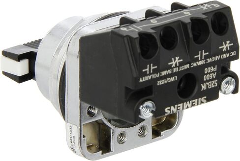 Siemens 52SA2CABA1 Heavy Duty Selector Switch Unit, Water and Oil Tight, 3 Positions, Short Lever, Maintained Operation, C Cam, 1NO + 1NC Contact Blocks , Black in Saudi Arabia