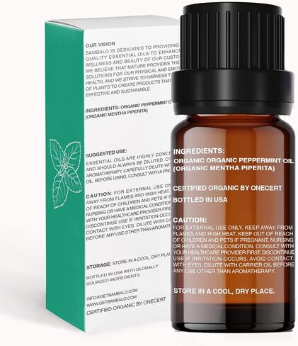 زيت النعناع العطري العضوي - نقي 100% معتمد من وزارة الزراعة الأمريكية، لموزع الروائح العلاجية، درجة علاجية، 10 مل in Saudi Arabia