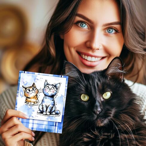 GLOBLELAND Funny Cat Clear Stamps Action Cat Silicone Clear Stamp Seals Cartoon Cat Transparent Stamps for DIY Scrapbooking Cards Making Photo Album Journal Home Decoration 8.27x5.83 inch in Saudi Arabia