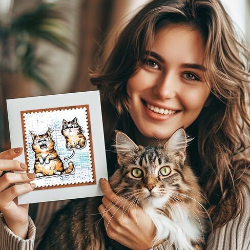 GLOBLELAND Funny Cat Clear Stamps Action Cat Silicone Clear Stamp Seals Cartoon Cat Transparent Stamps for DIY Scrapbooking Cards Making Photo Album Journal Home Decoration 8.27x5.83 inch in Saudi Arabia