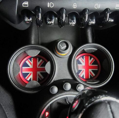 iJDMTOY Black/White 78mm Checker Pattern Style Silicone Insert Mats Compatible with Mini Cooper R61 Paceman F55 F56 3rd Gen Front Console Drink Holders in Saudi Arabia