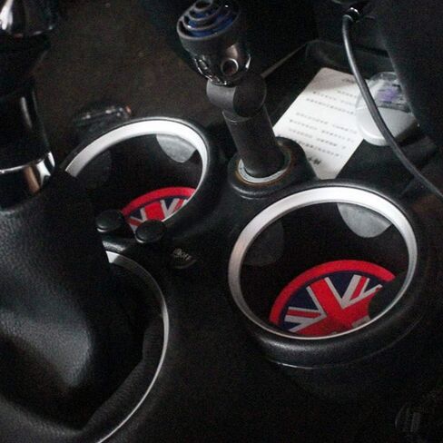 iJDMTOY Black/White 78mm Checker Pattern Style Silicone Insert Mats Compatible with Mini Cooper R61 Paceman F55 F56 3rd Gen Front Console Drink Holders in Saudi Arabia