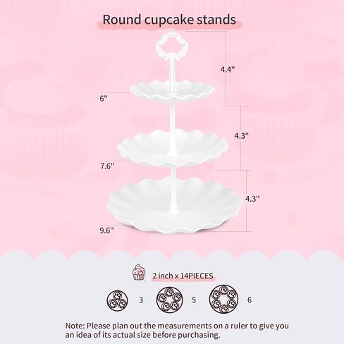 Pack of 10 NWK Cake Stand, Cupcake Stand, with 3X Two-Tier Cupcake Stands + 3X Three-Tier Cupcake Stands + 4 x Appetizer Trays Perfect for Birthday Baby Bridal Shower Party (White) in Saudi Arabia
