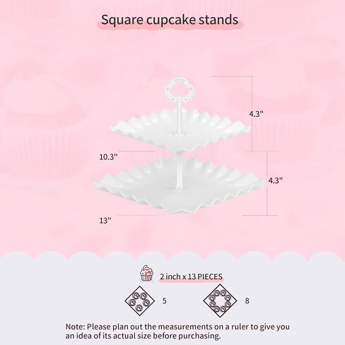Pack of 10 NWK Cake Stand, Cupcake Stand, with 3X Two-Tier Cupcake Stands + 3X Three-Tier Cupcake Stands + 4 x Appetizer Trays Perfect for Birthday Baby Bridal Shower Party (White) in Saudi Arabia