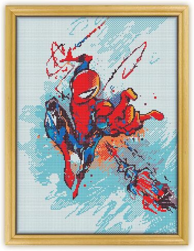 مجموعة سبايدرمان K388-0 ذات غرز متقاطعة. خيوط وإبر و2 قماش وخيط ومقص و4 أنماط ألوان مطبوعة. طقم أنماط التطريز in Kuwait