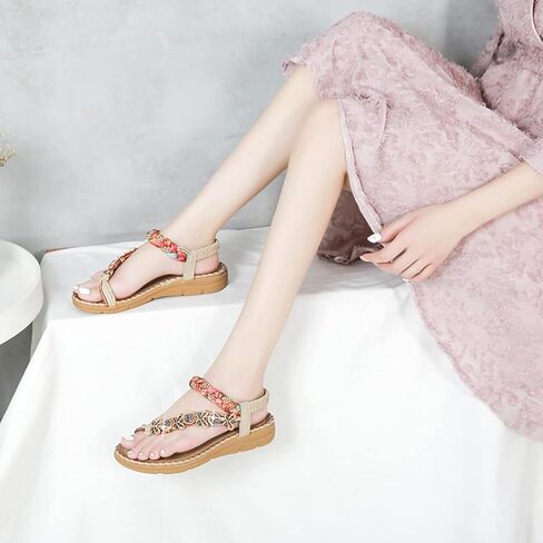 صنادل فوزية بوهيمية مسطحة بحجر الراين للنساء in Kuwait