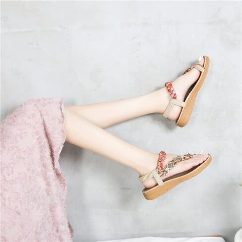 صنادل فوزية بوهيمية مسطحة بحجر الراين للنساء in Kuwait