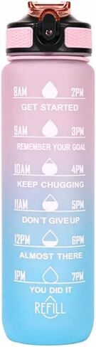Pink-Blue 32 Oz Tritan Motivational Water Bottle With Time Marker Fittnes Gym Golf Tracking Yoga Sport Water Bottle in Saudi Arabia