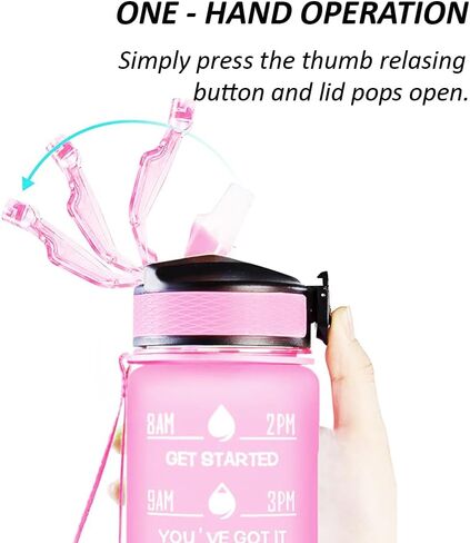 Pink-Blue 32 Oz Tritan Motivational Water Bottle With Time Marker Fittnes Gym Golf Tracking Yoga Sport Water Bottle in Saudi Arabia