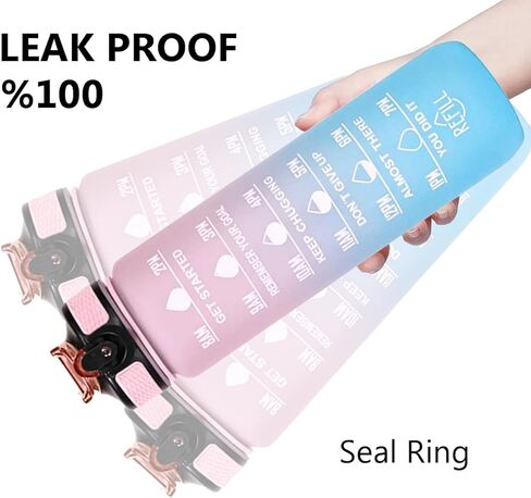 Pink-Blue 32 Oz Tritan Motivational Water Bottle With Time Marker Fittnes Gym Golf Tracking Yoga Sport Water Bottle in Saudi Arabia