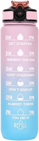 Pink-Blue 32 Oz Tritan Motivational Water Bottle With Time Marker Fittnes Gym Golf Tracking Yoga Sport Water Bottle in Saudi Arabia