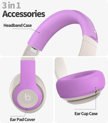 [3in1] WADVCU Accessories Silicone Case Cover for Beats Studio Pro, Anti-Scratch Outer Earphone Panel Cover/Ear Cups Cover/Headband Cover ONLY for Beats Studio Pro, Beats Headset Soft Skin-Apricot in Saudi Arabia