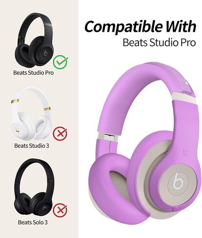 [3in1] WADVCU Accessories Silicone Case Cover for Beats Studio Pro, Anti-Scratch Outer Earphone Panel Cover/Ear Cups Cover/Headband Cover ONLY for Beats Studio Pro, Beats Headset Soft Skin-Apricot in Saudi Arabia