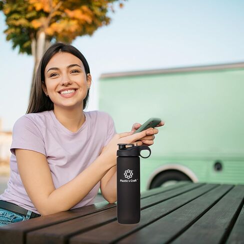 32oz Spill Proof Sports Water Bottle - Tritan Flip Straw Water Bottle - Reusable Bottle with Time Marker, BPA free - Motivational Water Bottle, 1 liter Water Bottles - Wide Mouth Water Bottle (Black) in Saudi Arabia