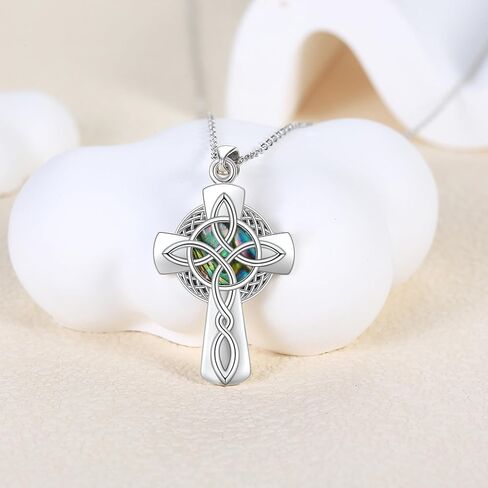 ONEFINITY Cross Necklace for Women Sterling Silver Celtic Cross Witches Knot Pendant Necklace Abalone Shell Cross Jewelry for Women Girls in Kuwait