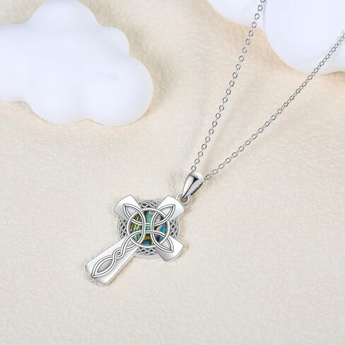 ONEFINITY Cross Necklace for Women Sterling Silver Celtic Cross Witches Knot Pendant Necklace Abalone Shell Cross Jewelry for Women Girls in Kuwait