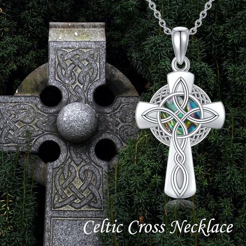 ONEFINITY Cross Necklace for Women Sterling Silver Celtic Cross Witches Knot Pendant Necklace Abalone Shell Cross Jewelry for Women Girls in Kuwait