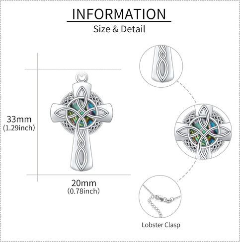 ONEFINITY Cross Necklace for Women Sterling Silver Celtic Cross Witches Knot Pendant Necklace Abalone Shell Cross Jewelry for Women Girls in Kuwait