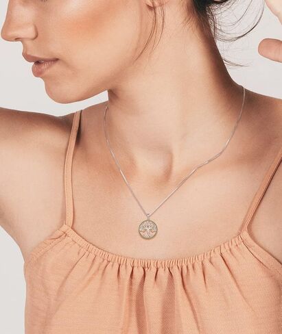 YL Tree Necklace Sterling Silver Tree of Life Pendant Round Halo Gemstone Family Giving Jewelry in Kuwait
