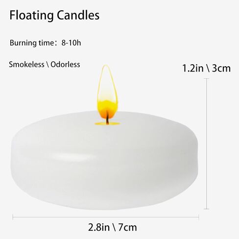 2Inch Floating Candles Unscented set,100% Cotton Wick Smokeless Dripless，Smooth Flame long lasting Burn，for Centerpieces at Wedding, Pool Party, Beach，Home Decor（12 Pack ） in Saudi Arabia