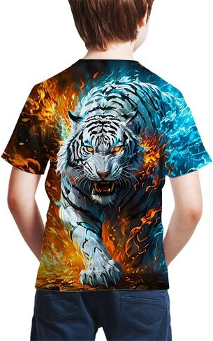 FiveEarl Kids Print 3D Tiger Head Tees Shirts for Youth Boys Girls 4-14 Years in Kuwait