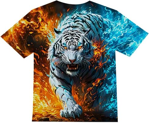 FiveEarl Kids Print 3D Tiger Head Tees Shirts for Youth Boys Girls 4-14 Years in Kuwait