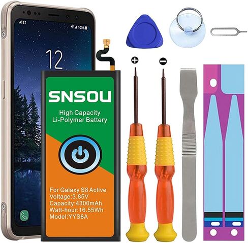 مجموعة استبدال بطارية Galaxy S8 Active بقدرة 4300 مللي أمبير في الساعة لهاتف Samsung Galaxy S8 Active مع مجموعة أدوات الإصلاح. in Saudi Arabia