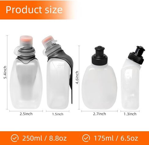 GYGYL 2Pcs BPA Free Running Water Bottle, Portable Lightweight Sports Water Bottle for Running, Cycling, Walking, Indoor, Outdoor(1pcs 175ml/6 oz, 1pcs 250ml/8 oz) in Kuwait