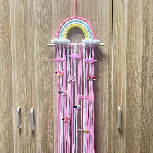 Claw Clip Holder For Children Girls - Rainbow Bow Holder For Girls -Clip organizer Decor For Room, Door, Wall (Pink (Width: 9.8inch)) in Saudi Arabia