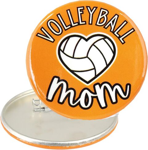 Volleyball Mom Orange Pinback Button, Spirit Wear Game Day Pins for Parents, 2.25 Inches in Saudi Arabia