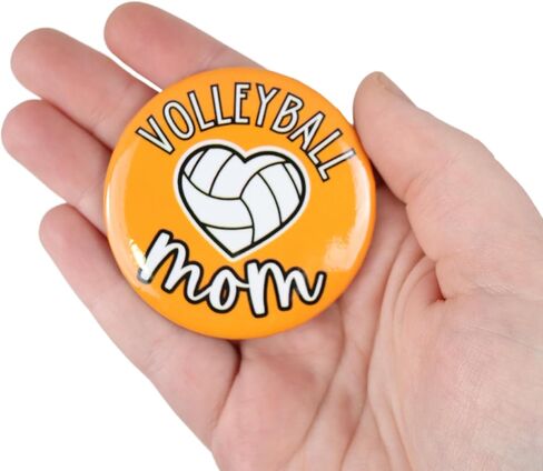 Volleyball Mom Orange Pinback Button, Spirit Wear Game Day Pins for Parents, 2.25 Inches in Saudi Arabia