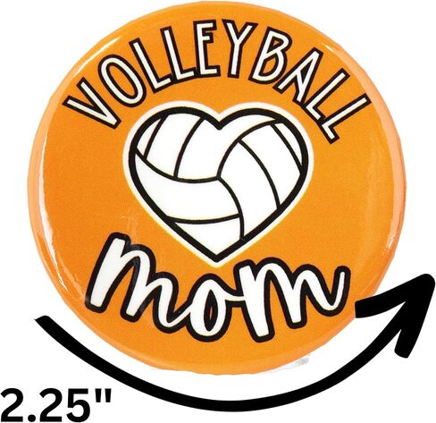 Volleyball Mom Orange Pinback Button, Spirit Wear Game Day Pins for Parents, 2.25 Inches in Saudi Arabia