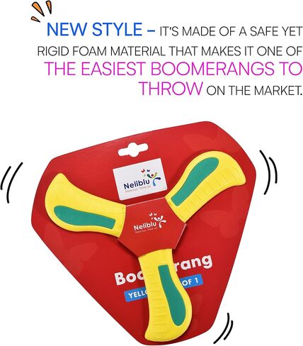 Amazaque Soft Boomerang For Kids And Adults - Foam Boomerang Toy, Boomerang Returning Cross and Throwing Stick Circle - Game for Beach Pool Games - Safe Play & Soft Impact Indoors or Outdoors for Kids in Saudi Arabia