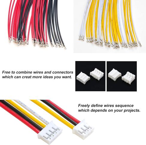 مجموعة موصلات Jst PH 3 Pin 4 Pin إجمالي 40 قطعة من موصلات Jst و40 قطعة مقابس مع إجمالي 100 قطعة 22AWG 210 مم كابلات أسلاك Jst-ph2.0MM 3pin 4pin in Saudi Arabia