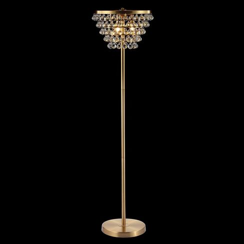 JONATHAN Y JYL9005B Jemma 60" Crystal/Metal LED Floor Lamp, Contemporary, Modern, Transitional, Elegant, Office, Living Room, Family Room, Dining Room, Bedroom, Hallway, Foyer, Brass Gold/Clear in Saudi Arabia
