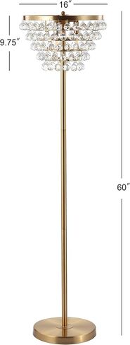 JONATHAN Y JYL9005B Jemma 60" Crystal/Metal LED Floor Lamp, Contemporary, Modern, Transitional, Elegant, Office, Living Room, Family Room, Dining Room, Bedroom, Hallway, Foyer, Brass Gold/Clear in Saudi Arabia