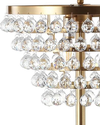 JONATHAN Y JYL9005B Jemma 60" Crystal/Metal LED Floor Lamp, Contemporary, Modern, Transitional, Elegant, Office, Living Room, Family Room, Dining Room, Bedroom, Hallway, Foyer, Brass Gold/Clear in Saudi Arabia